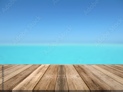 Exotic island, wooden boards for product display,montage or mockup