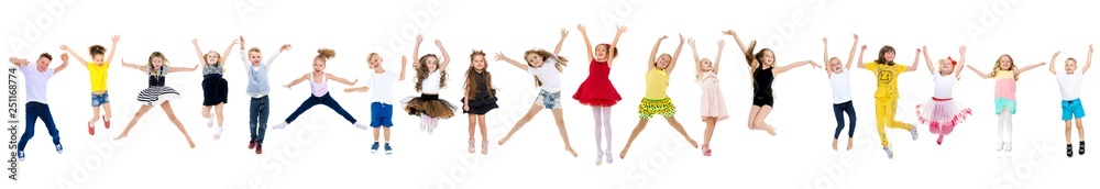 Collage, happy children jump Collage, happy children jump
