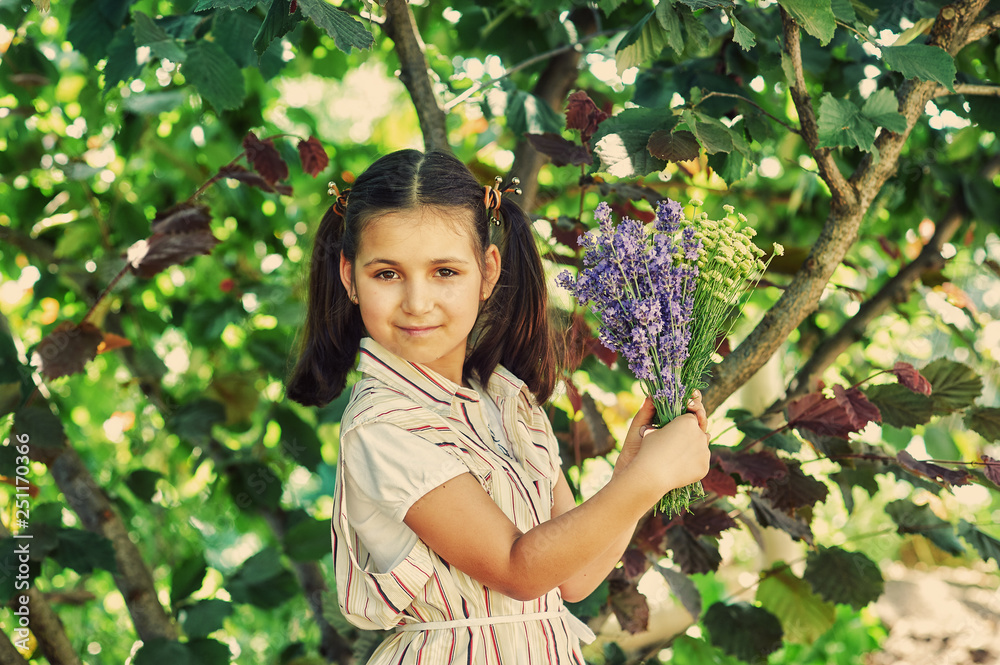 portrait of a little girl with wildflowers portrait of a little girl with wildflowers