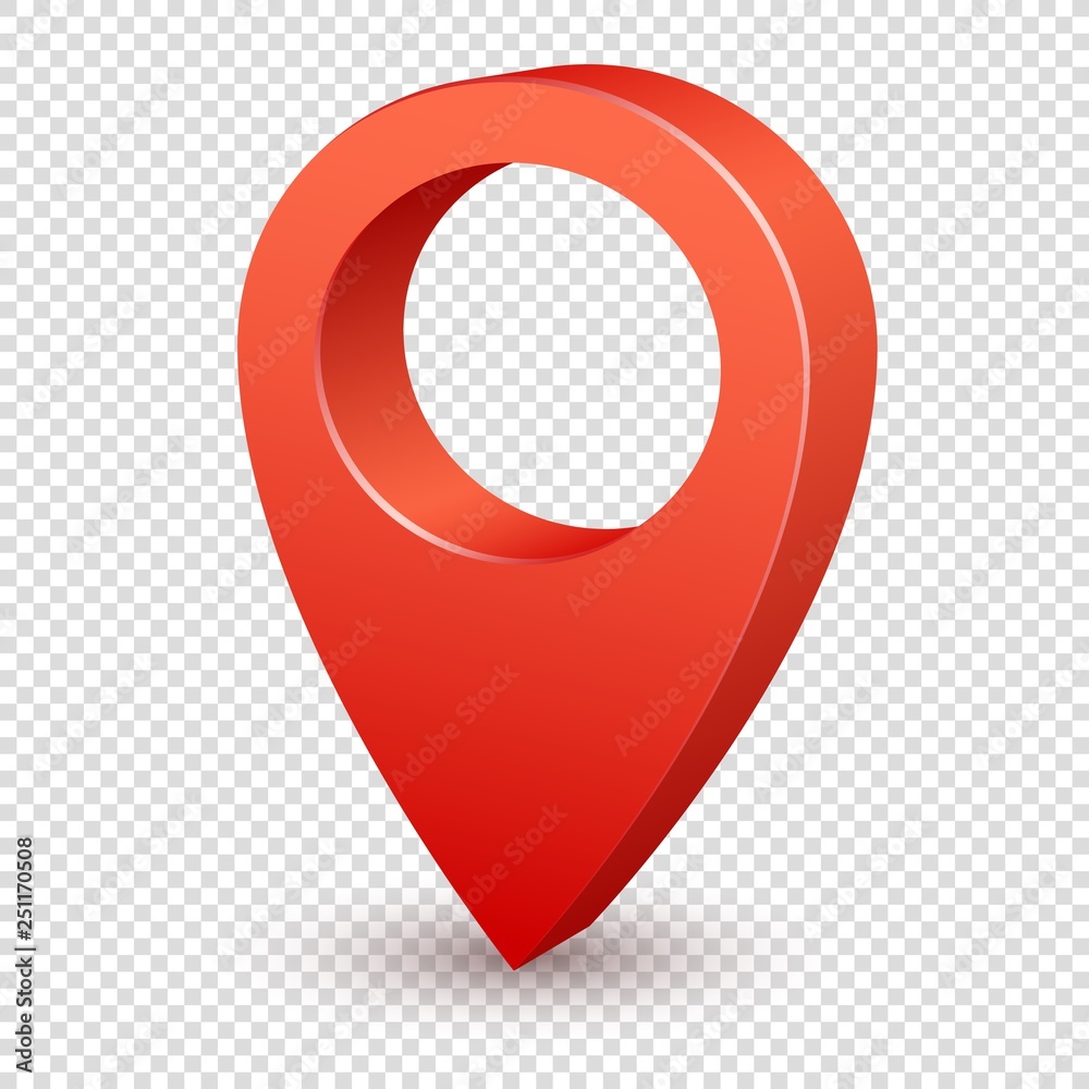 Map pointer 3d pin. Pointer red pin marker for travel place. Location  symbol vector isolated on transparent background Stock Vector | Adobe Stock
