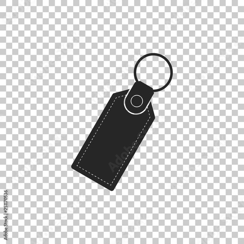 Rectangular key chain with ring for key icon isolated on transparent background. Flat design. Vector Illustration