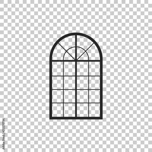 Arched window icon isolated on transparent background. Flat design. Vector Illustration