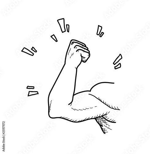 Billede på lærred Bicep of a Strong Arm, a hand drawn vector doodle illustration of a strong man b