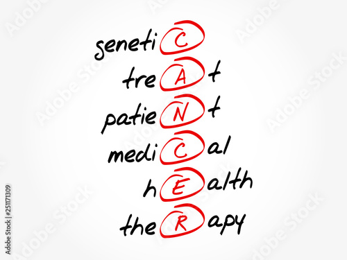 CANCER - Genetic treat patient medical health therapy acronym, health concept background