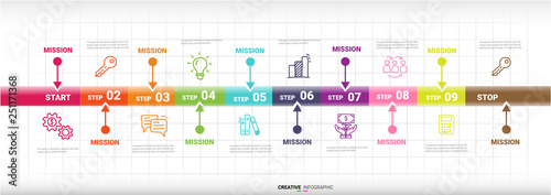 Abstract infographics number options template with steps, with 11 label. 