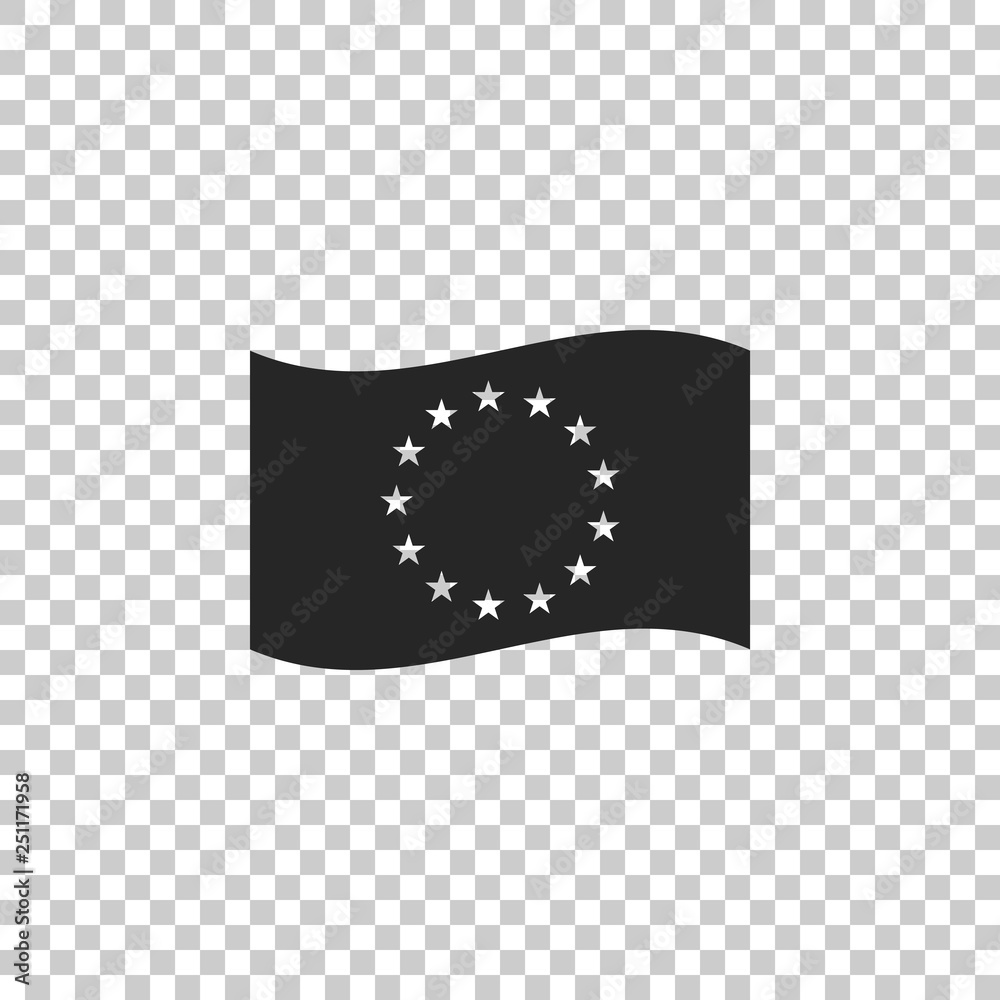 Obraz premium Flag of European Union icon isolated on transparent background. EU circle symbol. Waving EU flag. Flat design. Vector Illustration