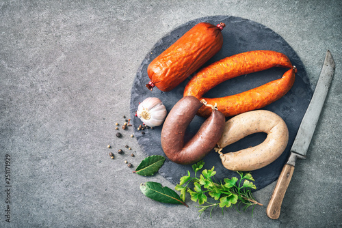 Assortment of german homemade sausage specialties