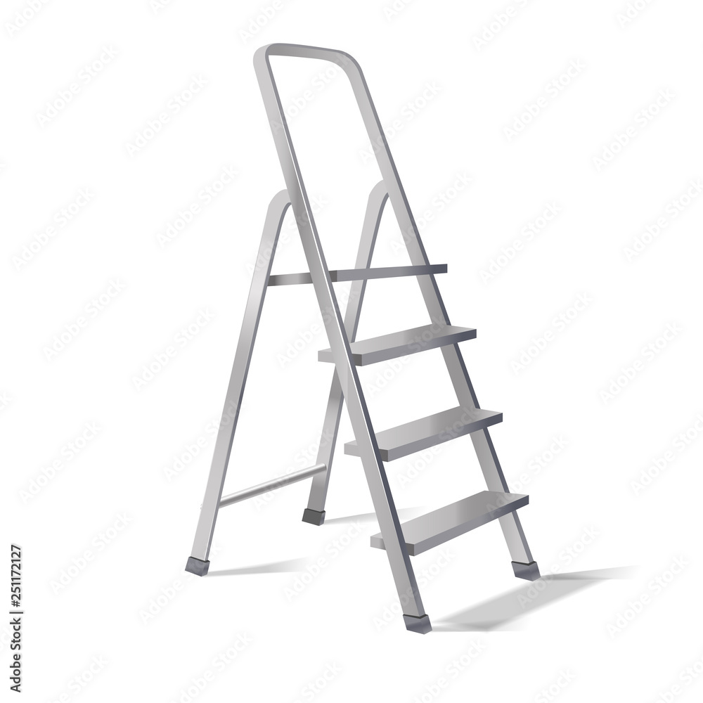 Realistic 3d Detailed Metallic Step Ladder. Vector Realistic 3d Detailed Metallic Step Ladder. Vector