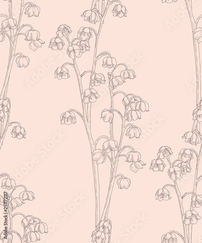 Vector Subtle Seamless Pattern with Drawn Florals