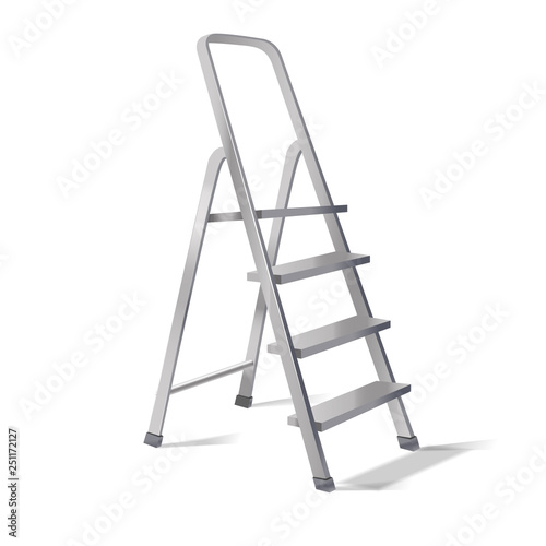 Realistic 3d Detailed Metallic Step Ladder. Vector