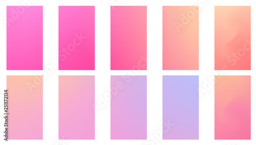 Colorful backgrounds in trendy neon colors. Modern screen vector design for mobile app. Soft color abstract gradients.