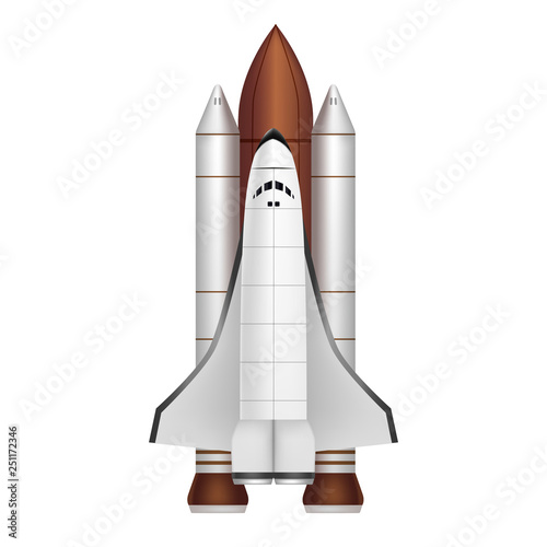 Realistic 3d Detailed Space Shuttle Takes Off. Vector
