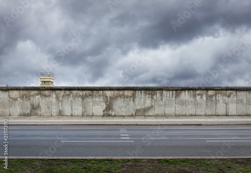 Berlin Wall with watchtower