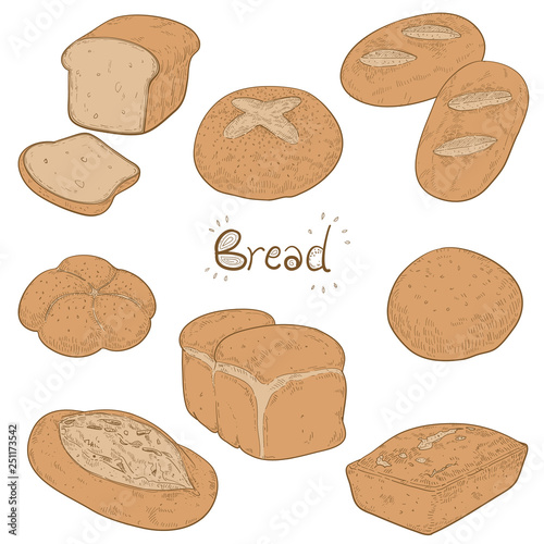 set of hand drawn bread.