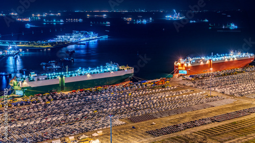 Car Carrier anchored at Singapore port photo