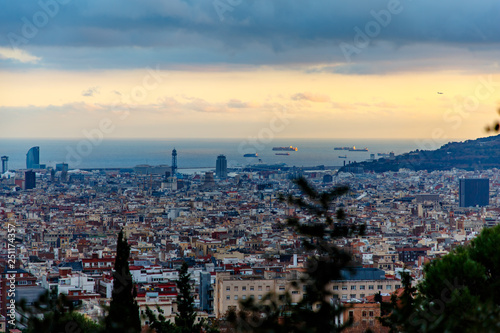 Top view of evening Barcelona © milanchikov