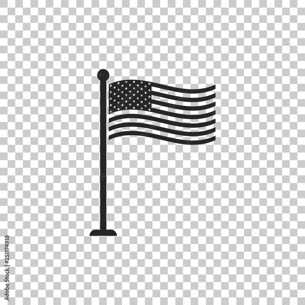 National flag of USA on flagpole icon isolated on transparent ...
