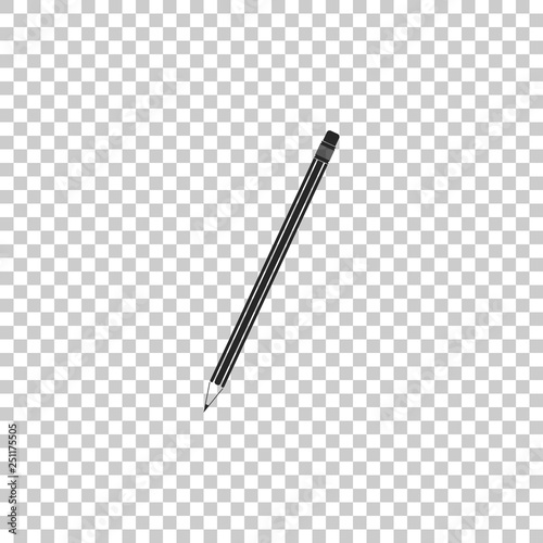 Pencil with eraser icon isolated on transparent background. Education sign. Drawing and educational tools. School office symbol. Flat design. Vector Illustration
