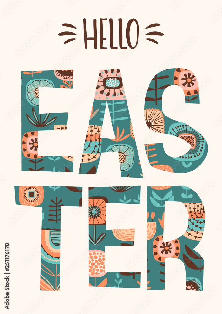 Fototapeta premium Happy Easter. Vector template for card, poster, flyer and other users.