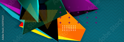 3d triangular shapes geometric background. Origami style pattern with triange shapes for decorative design. Poster design. Line design. Modern presentation template