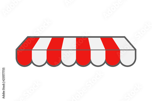 Vector Outdoor awnings. Red and white sunshade