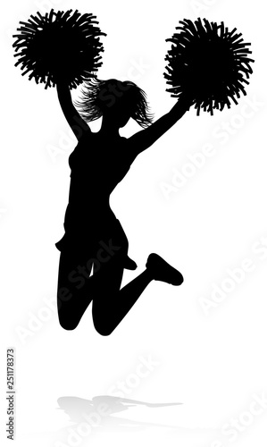 Cheerleader detailed silhouette with pom poms