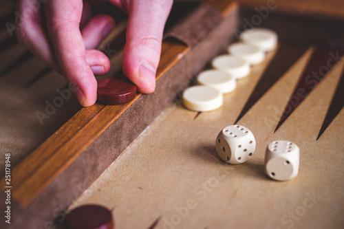 Canvas Print Playing backgammon game.