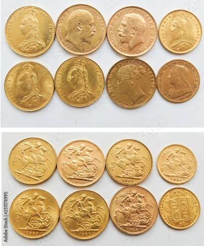 Foto Gold sovereign coin collection 1885-1913