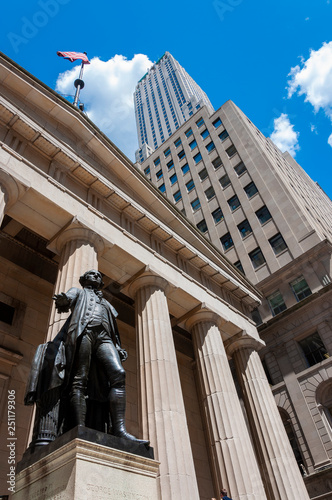 Photography The statue of George Washington in front of the Federal Hall in Wall Street, New York City, USA