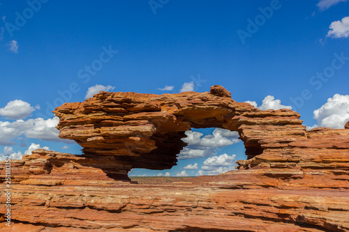 Nature s Window  a natural arch rock formation in Kalbarri National Park on a sunny day
