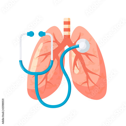 Lungs diagnostic vector design in flat style