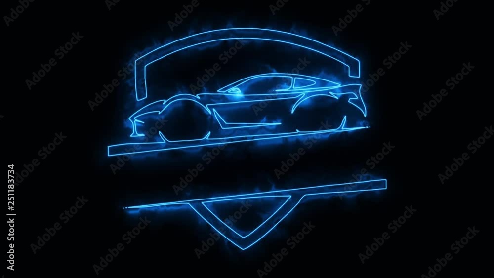 Blue Sport Car Animated Logo Loop Graphic Element
