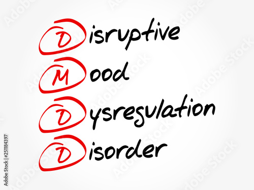 DMDD - Disruptive Mood Dysregulation Disorder acronym, health concept background