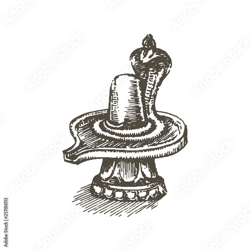 Vector illustration concept of Shiva Lingam icon. Black on white background