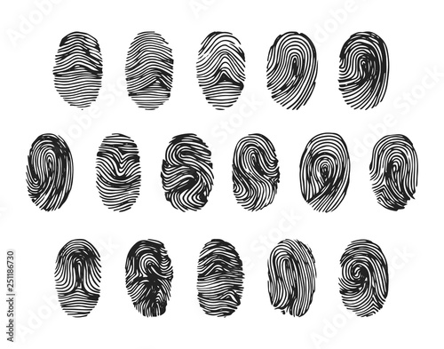 Vector illustration concept of Different fingerprint icon. Black on white background