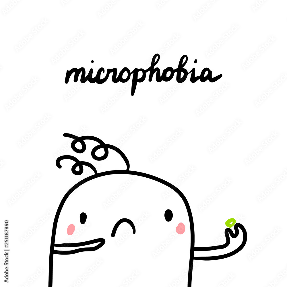 Microphobia hand drawn illustration with cute marshmallow Stock Vector |  Adobe Stock