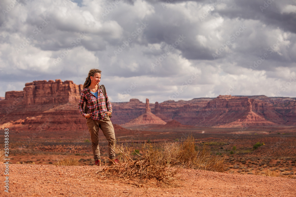 Hiker in Valley of Gods, USA