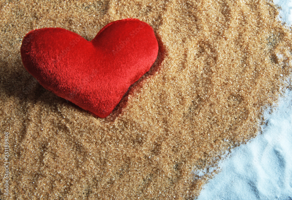 heart with brown sugar and white sugar with space heart with brown sugar and white sugar with space