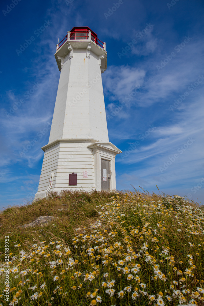 White Lighthouse in Blue Sky