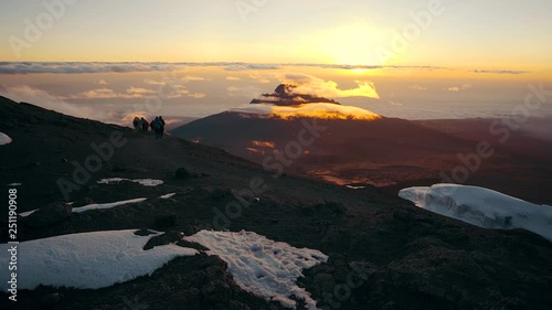 Sunrise on top of Mount Kilimanjaro, roof of Africa, Tanzania photo