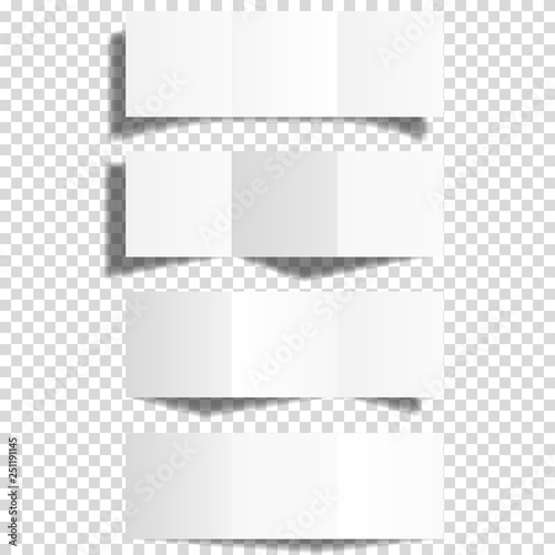 Blank white trifold paper brochure mockup set, isolated.