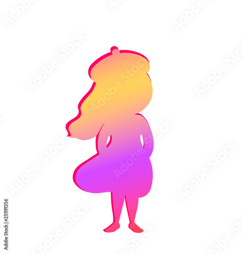 Vector avatar silhouette sticker. Spring girl.
