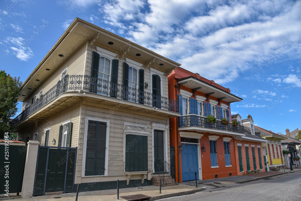 Shotgun houses in the French quarter of New Orleans (USA)