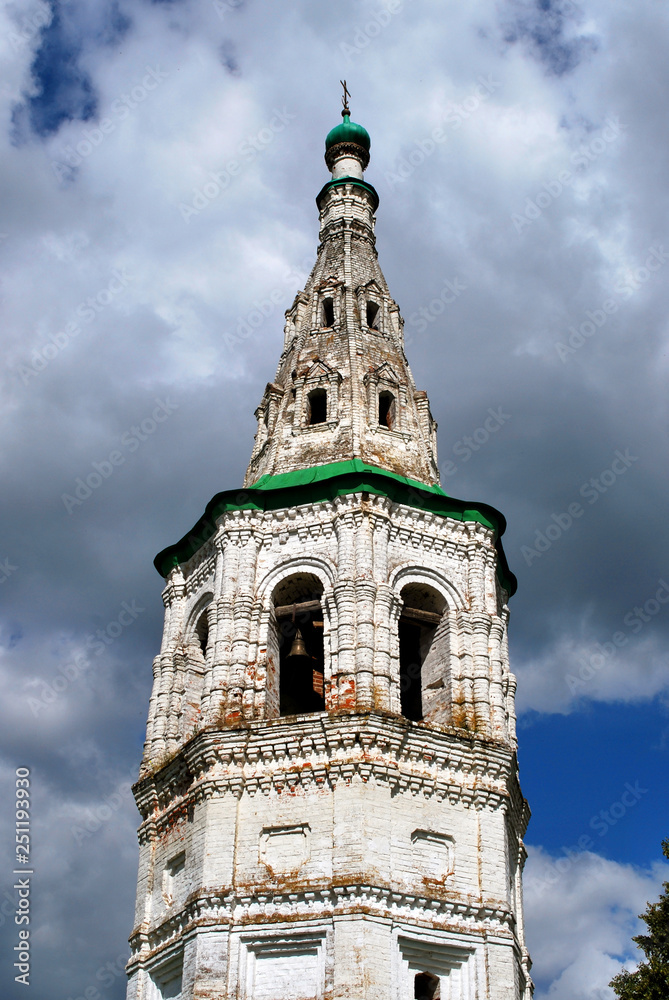 The ancient Bell Tower in Kideksha, Suzdal region, Vladimir Oblast, Russia