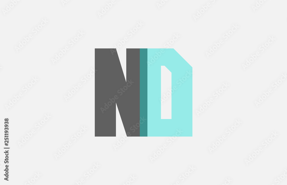 Fototapeta premium grey pastel blue alphabet letter combination ND N D for logo icon design