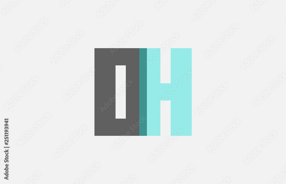 grey pastel blue alphabet letter combination OH O H for logo icon design grey pastel blue alphabet letter combination OH O H for logo icon design