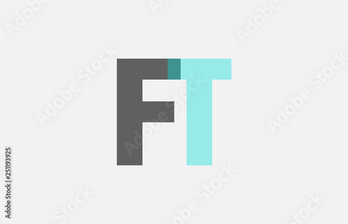 Free Download grey pastel blue alphabet letter combination FT F T for logo icon design - GFXLoad