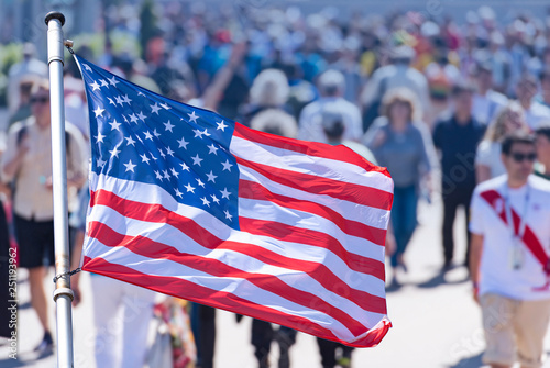 Crowd of People as Background and the USA Flag - Image 