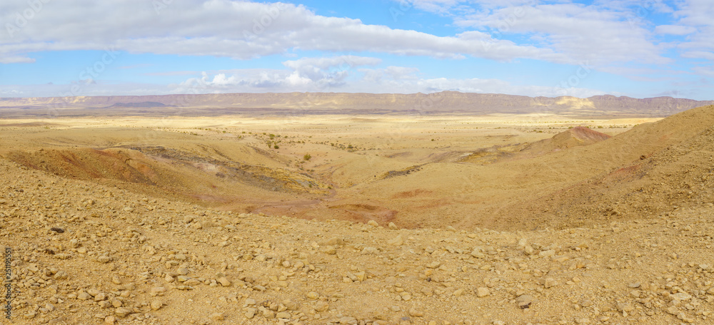 Panoramic landscape of Makhtesh (crater) Ramon (from mount Ardon)
