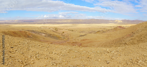 Panoramic landscape of Makhtesh (crater) Ramon (from mount Ardon)